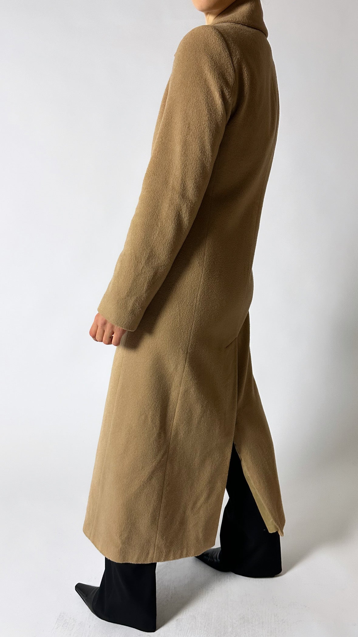 Maxi slim wool coat | Camel