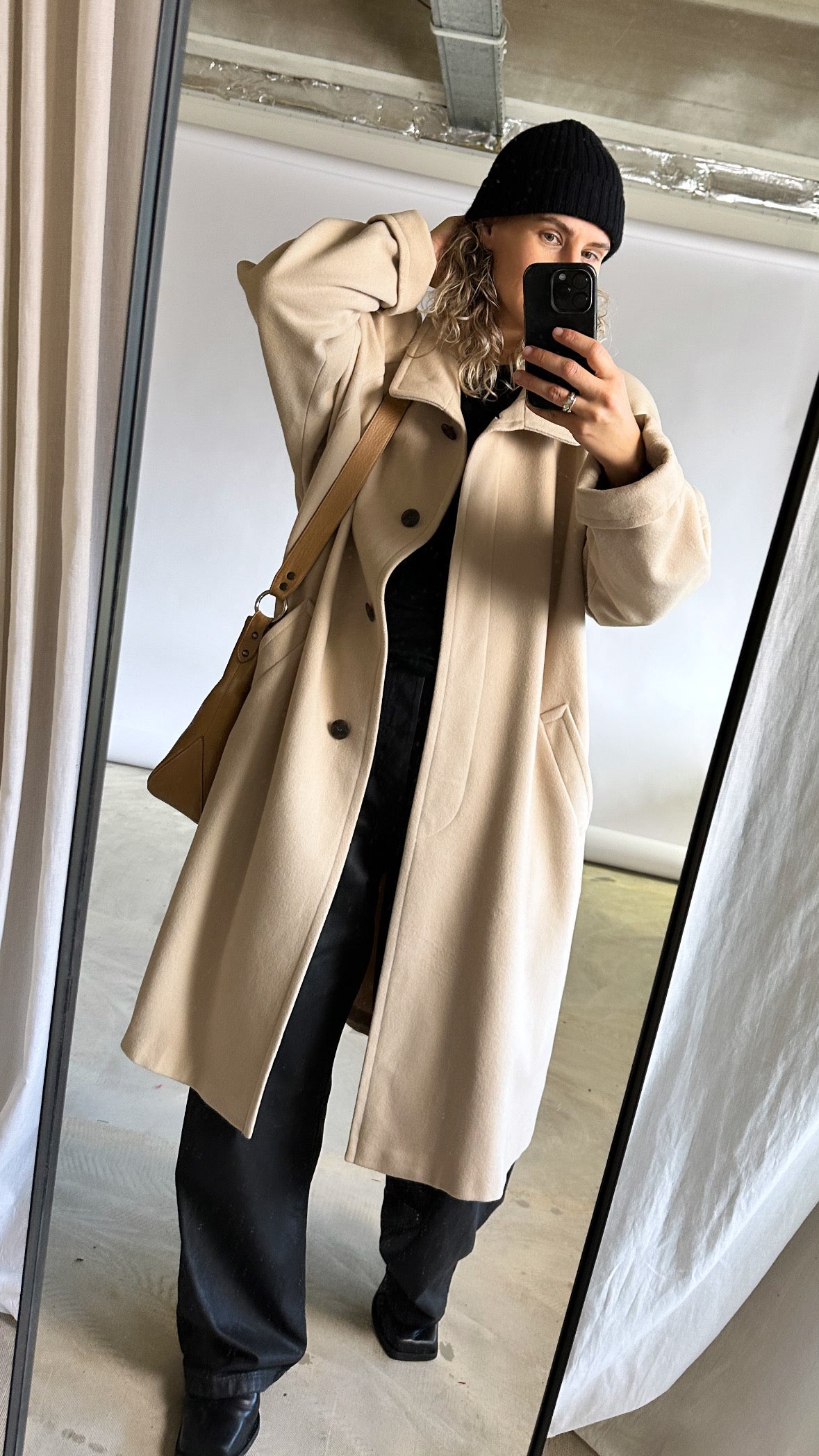 Long wool coat | Soft ecru