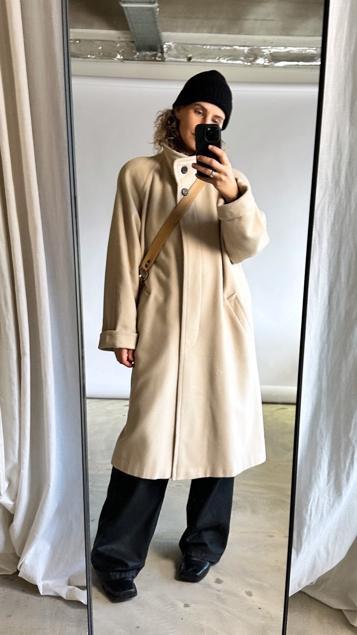 Long wool coat | Soft ecru