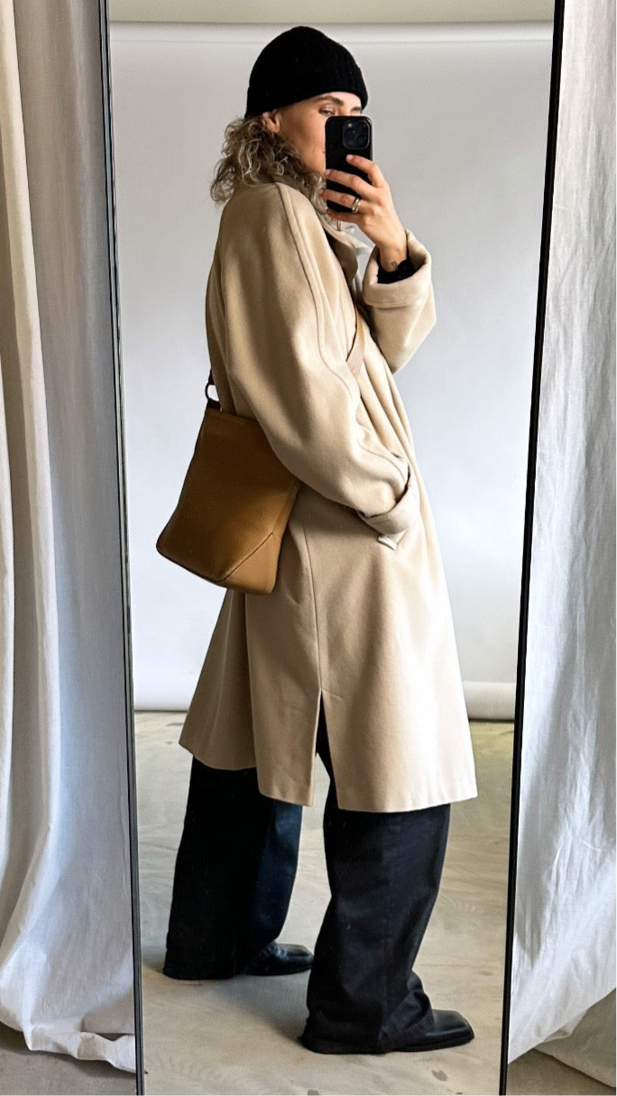 Long wool coat | Soft ecru