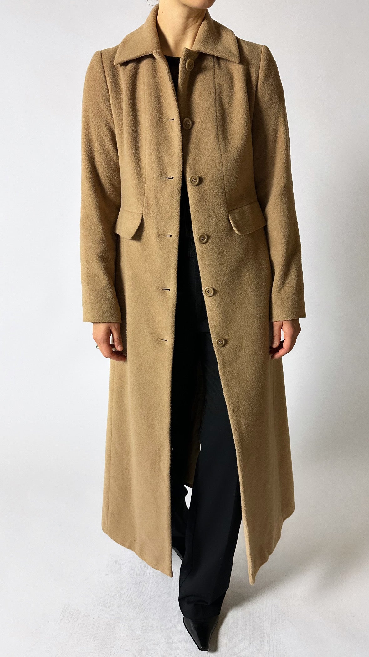 Maxi slim wool coat | Camel