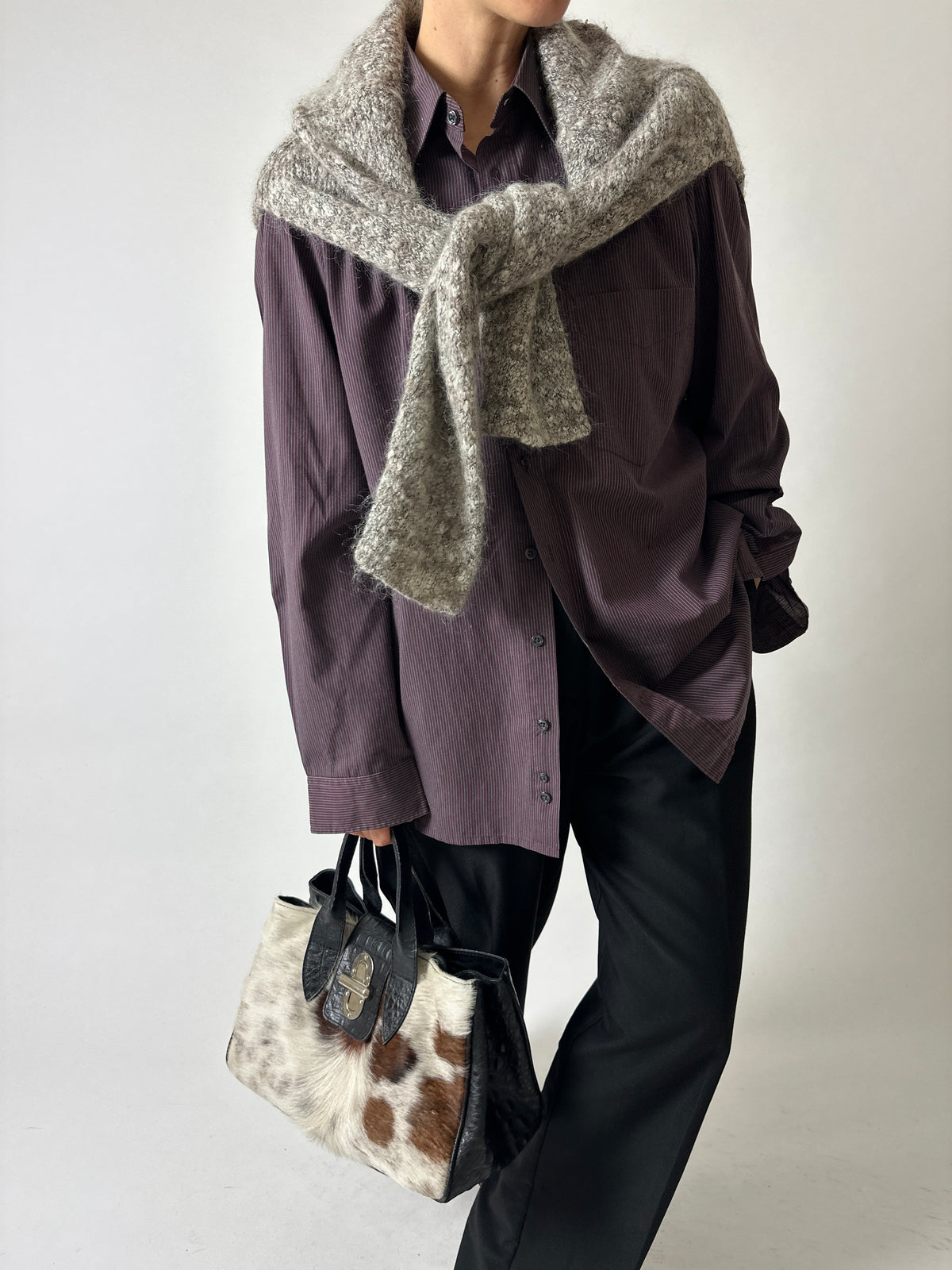 Relaxed fit striped shirt | Bordeaux / grey