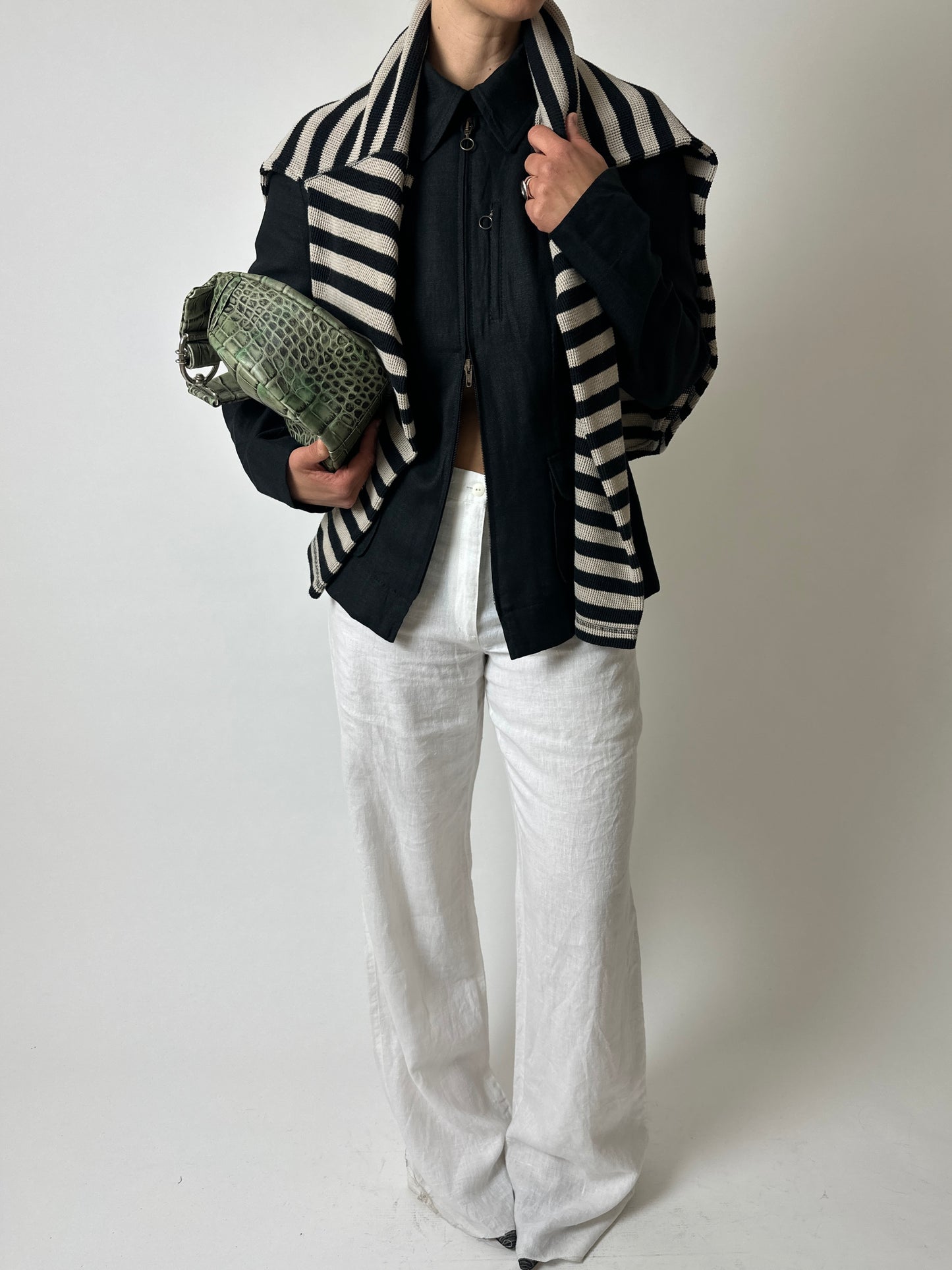 Linen zip jacket | Black