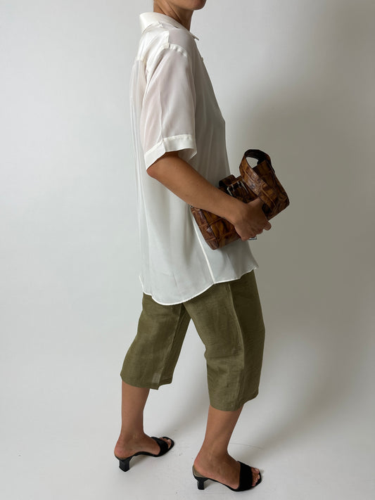 Oversized silk shirt | Off white