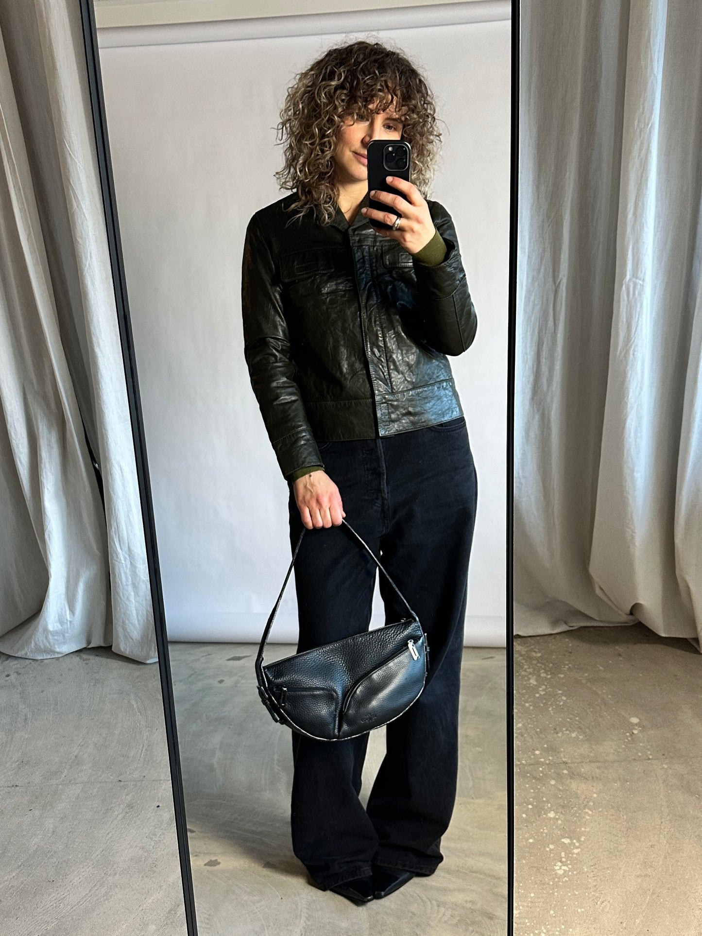 Leather jacket | Dark green