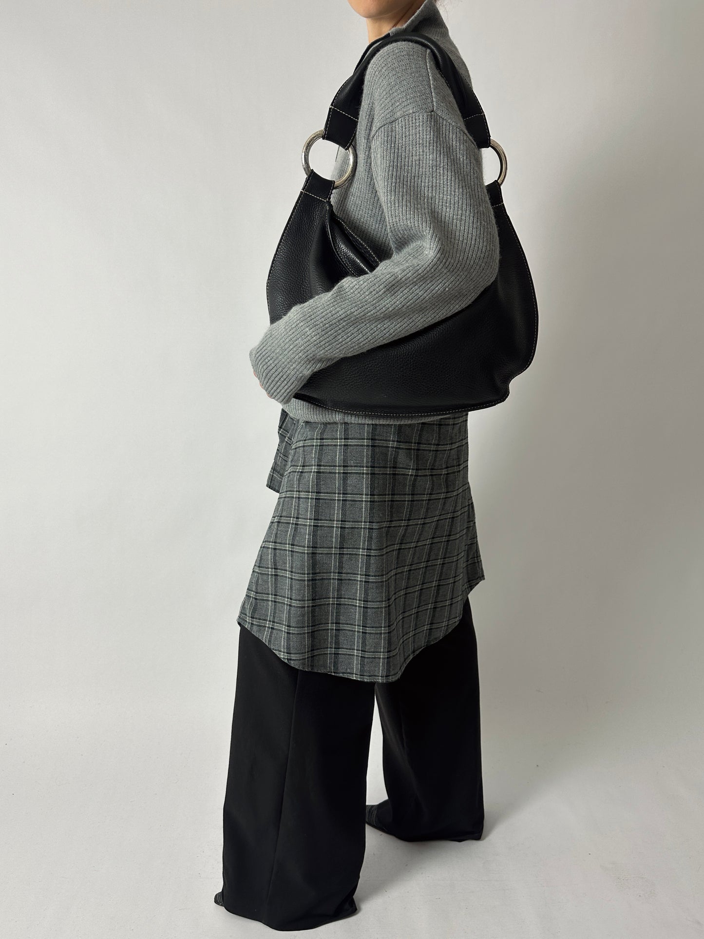 Oversized checked shirt | Grey