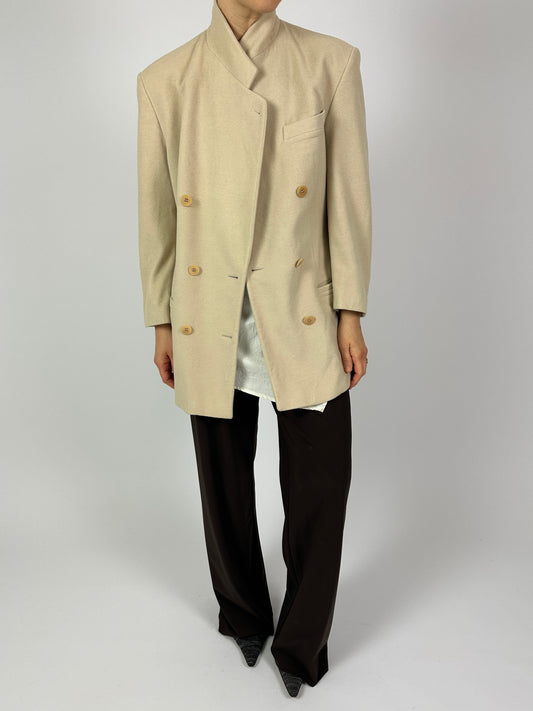 Fitted wool blazer | Soft Ecru