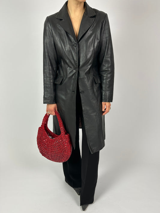 Long leather coat | Black