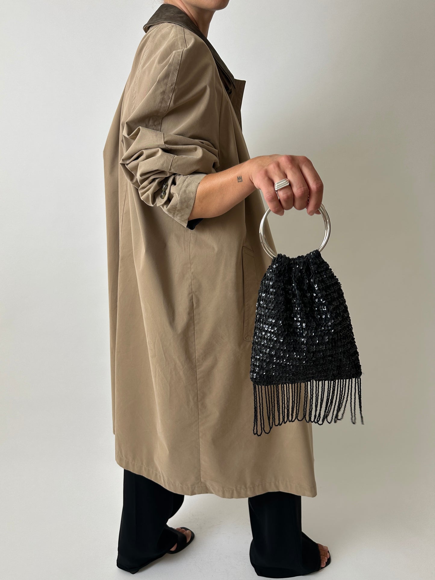 Sequin fringe bag | Black