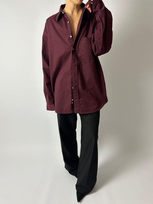 Oversized cotton shirt | Bordeaux