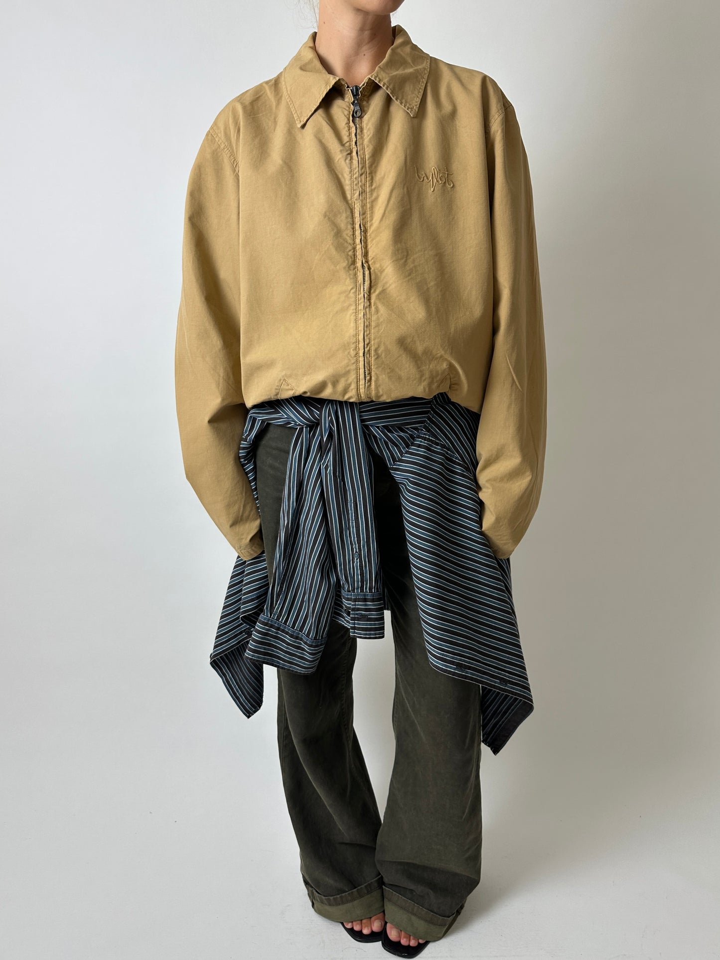Oversized striped shirt | Brown / Blue