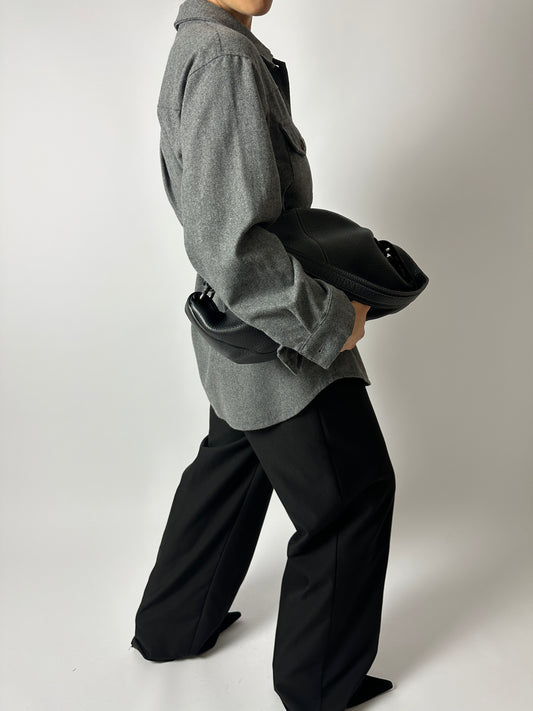 Belted shirt jacket | Grey