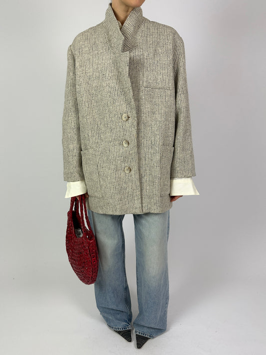Woven blazer coat | Stone
