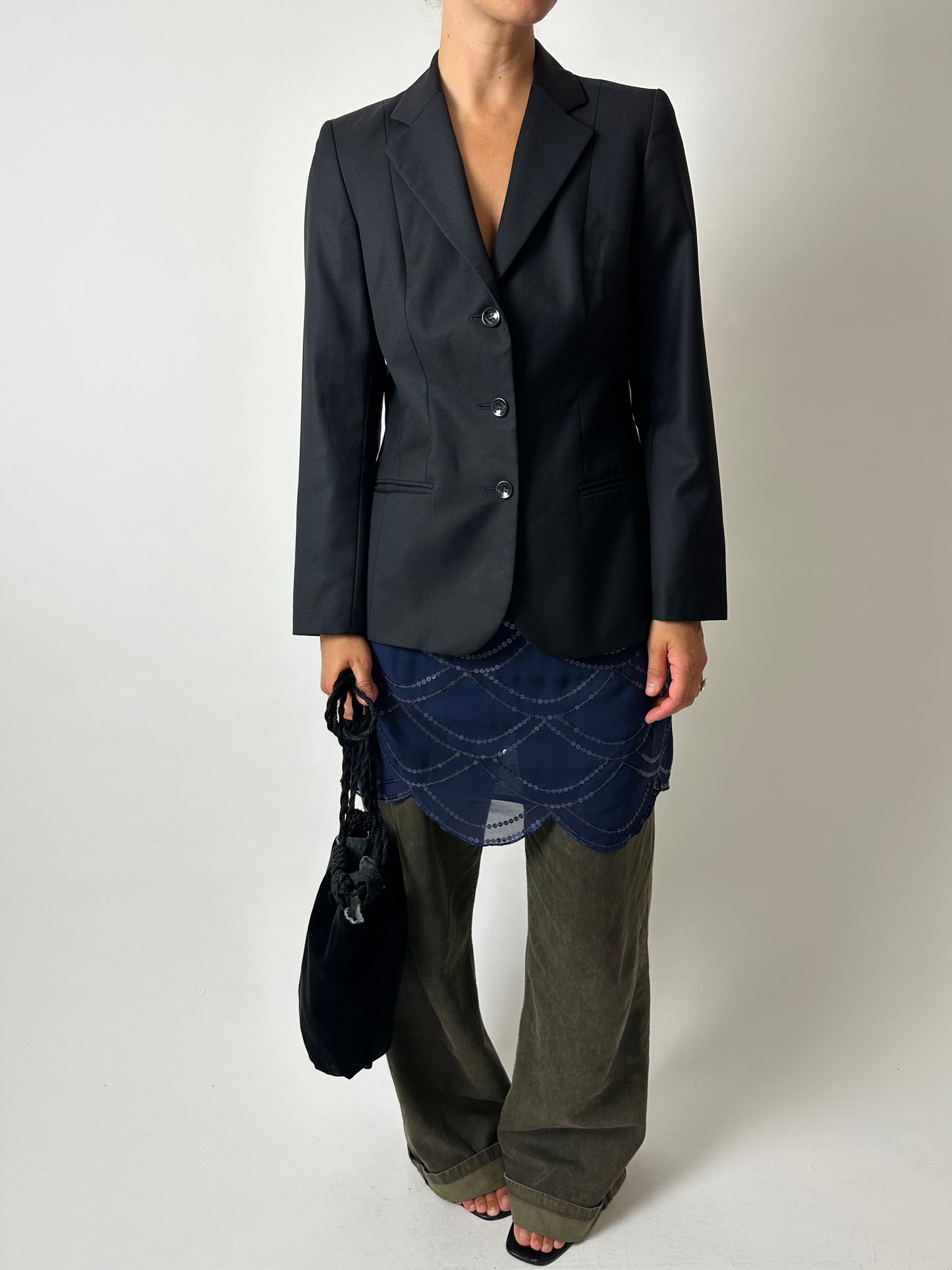 Fitted wool blazer | Black
