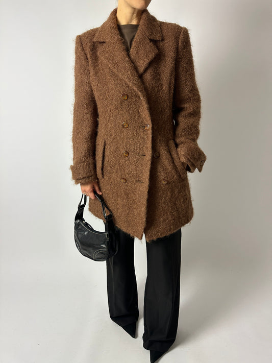 Double-breasted Alpaca coat | Chestnut