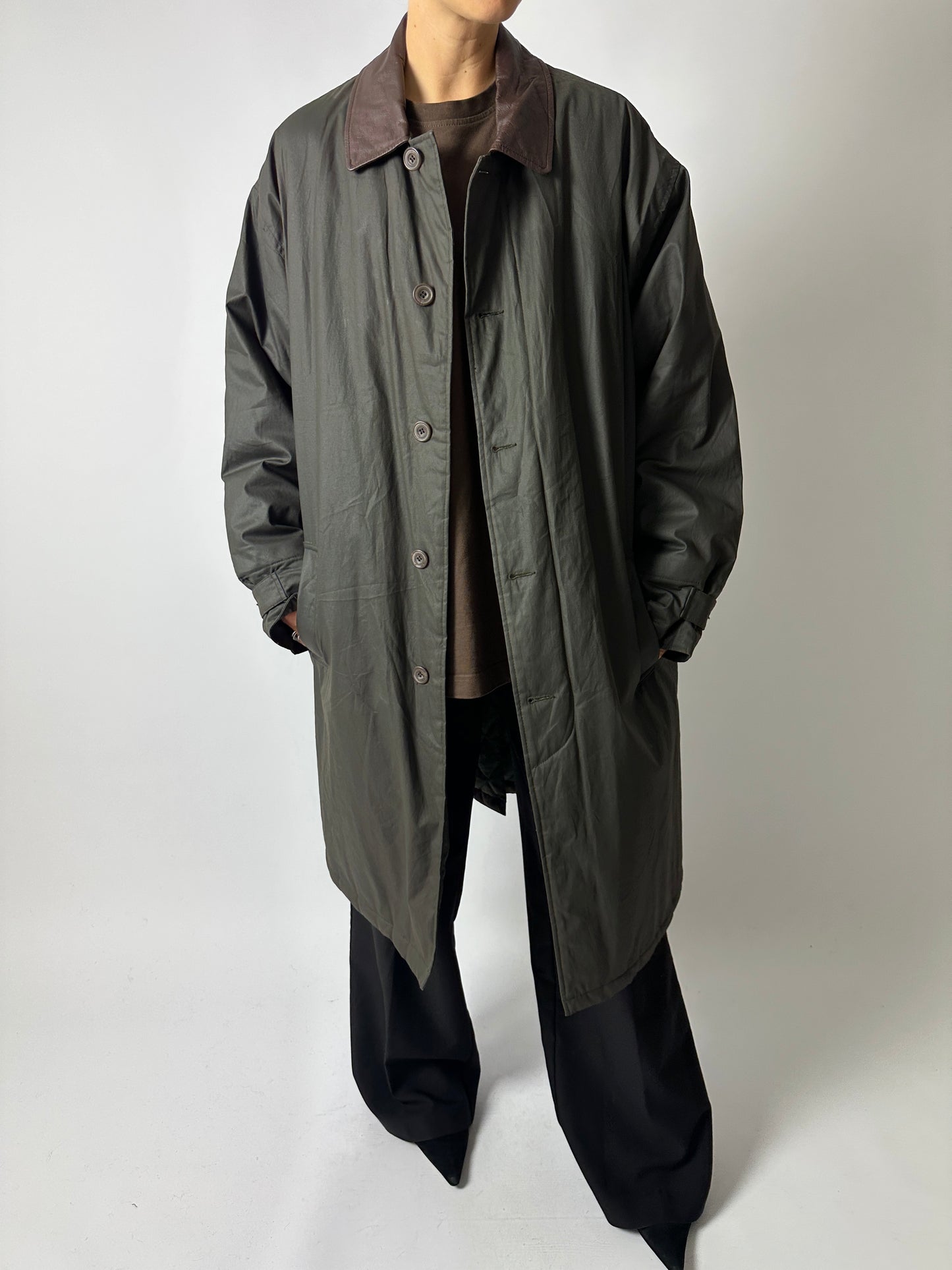 Long wax coat | Forest green