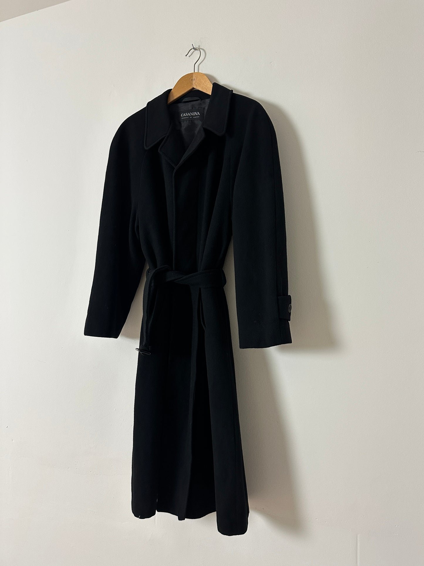 Belted wool coat | Black