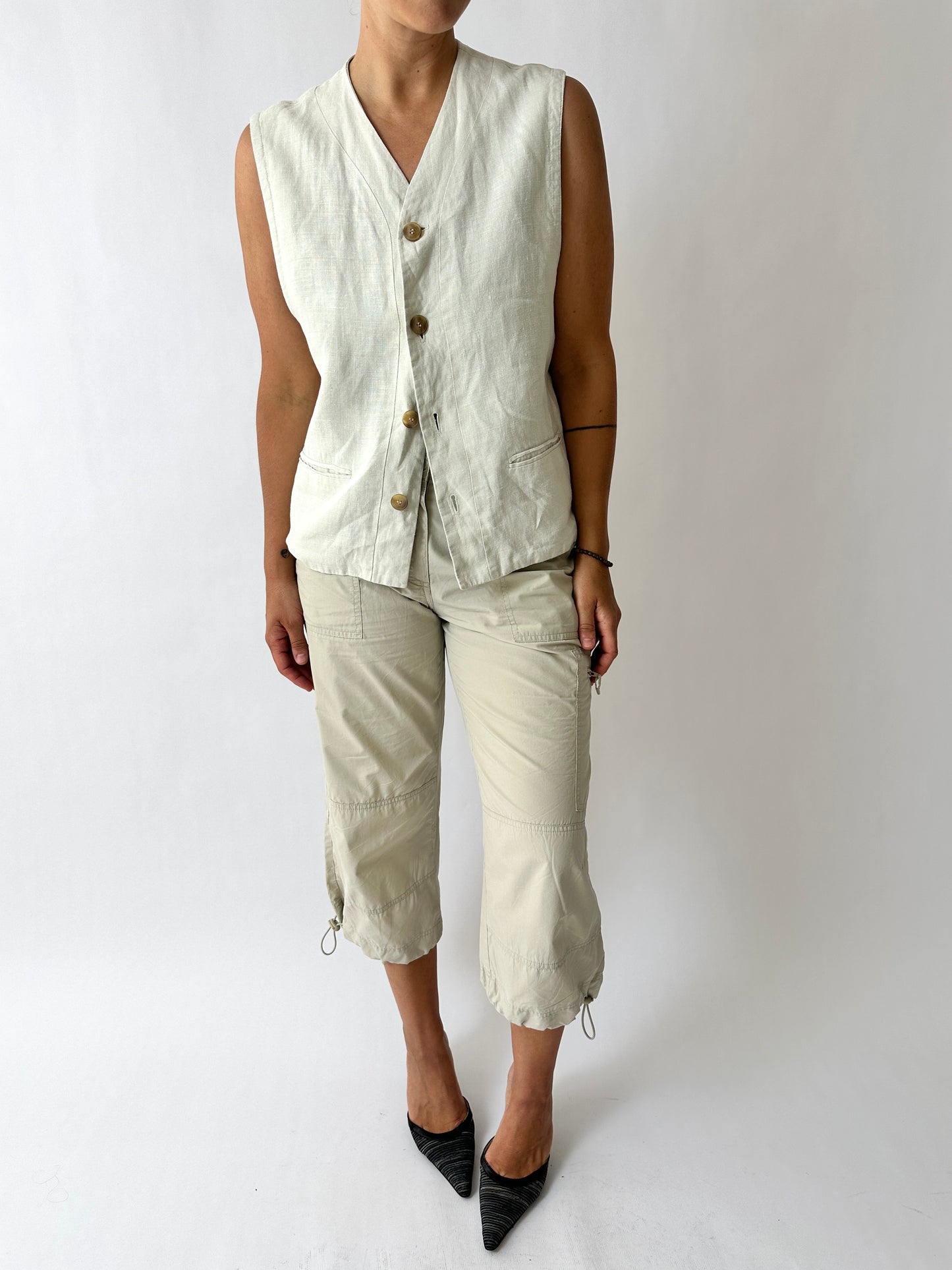 Linen vest | Stone