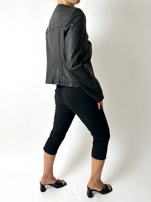 Cropped leather jacket | Black