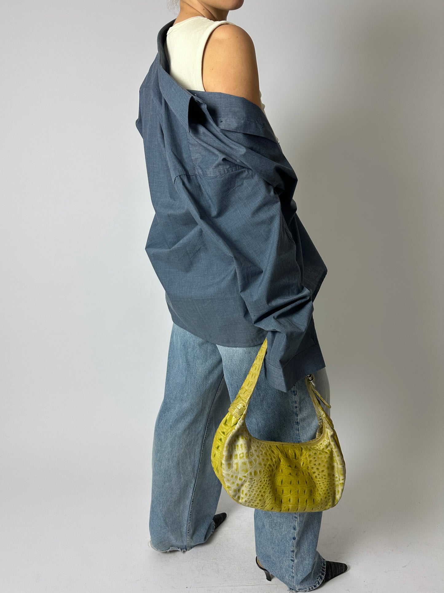 Relaxed cotton blend shirt | Denim blue