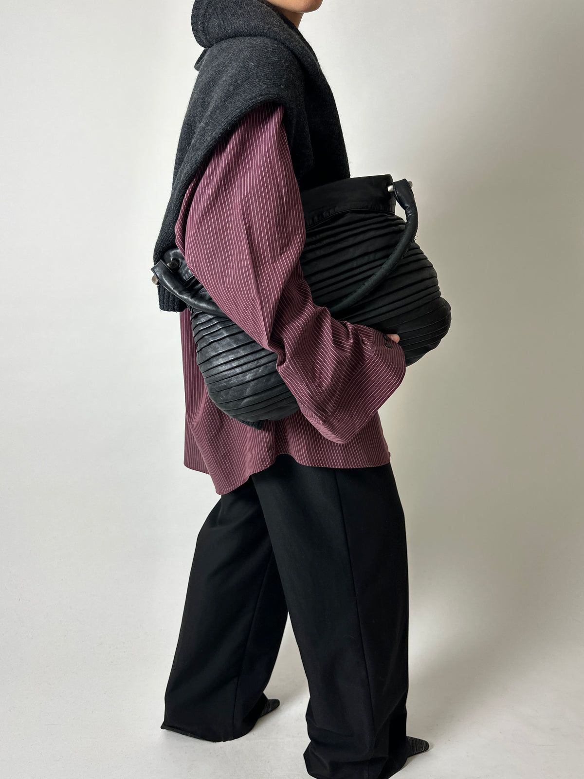 Relaxed fit striped shirt | Bordeaux / white