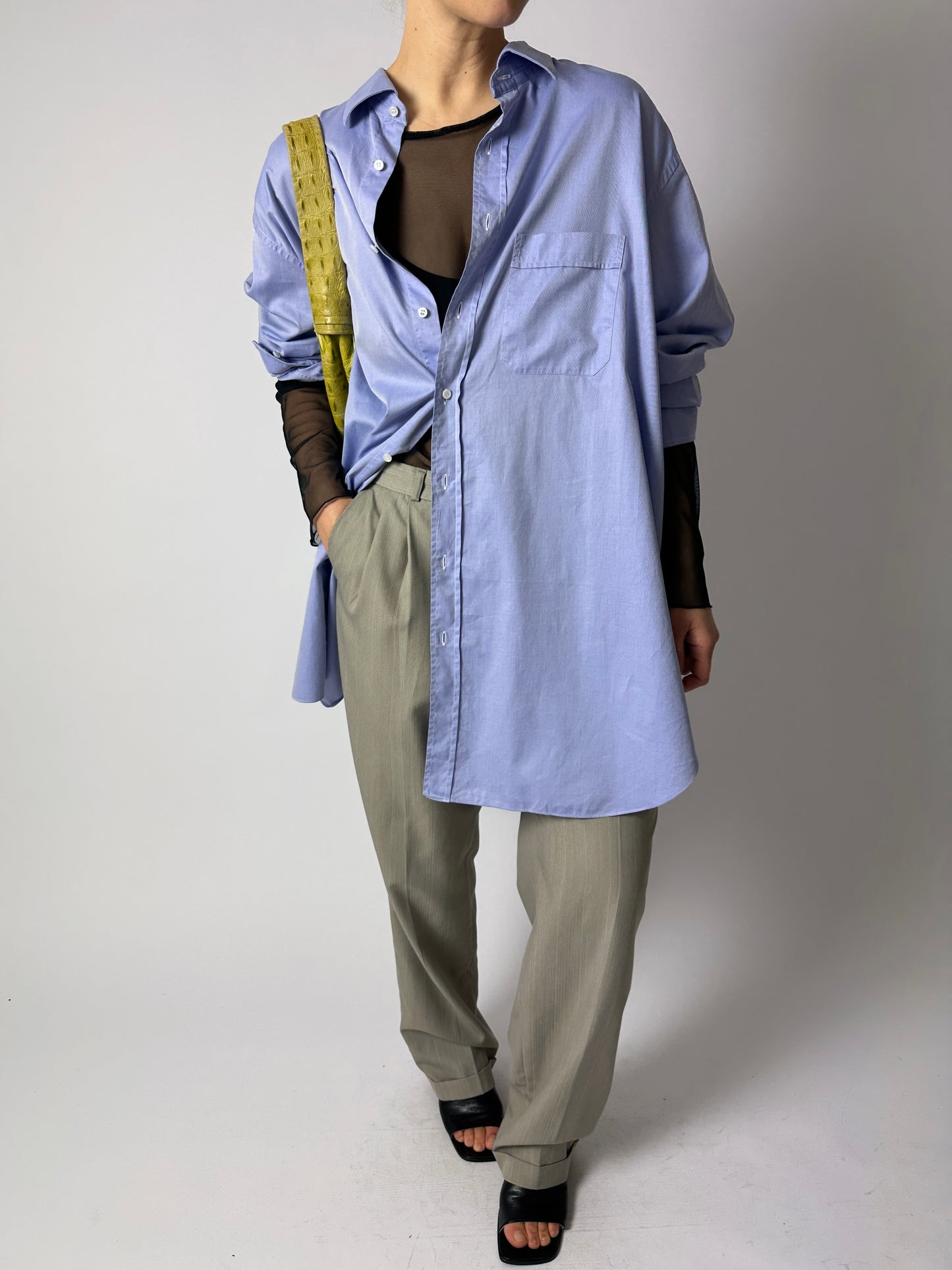 Classic satin cotton shirt | Blue
