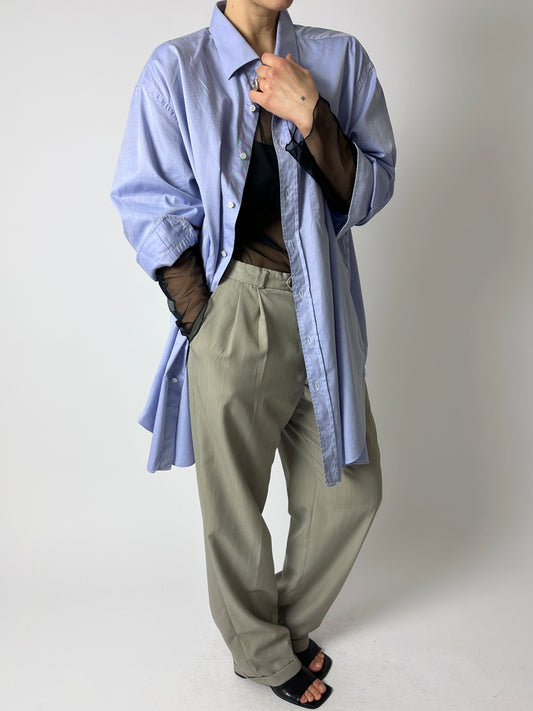 Tailored wool blend trousers | Grey / green