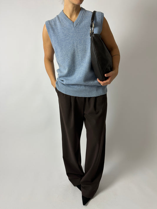 Wool v-neck vest | Light Blue