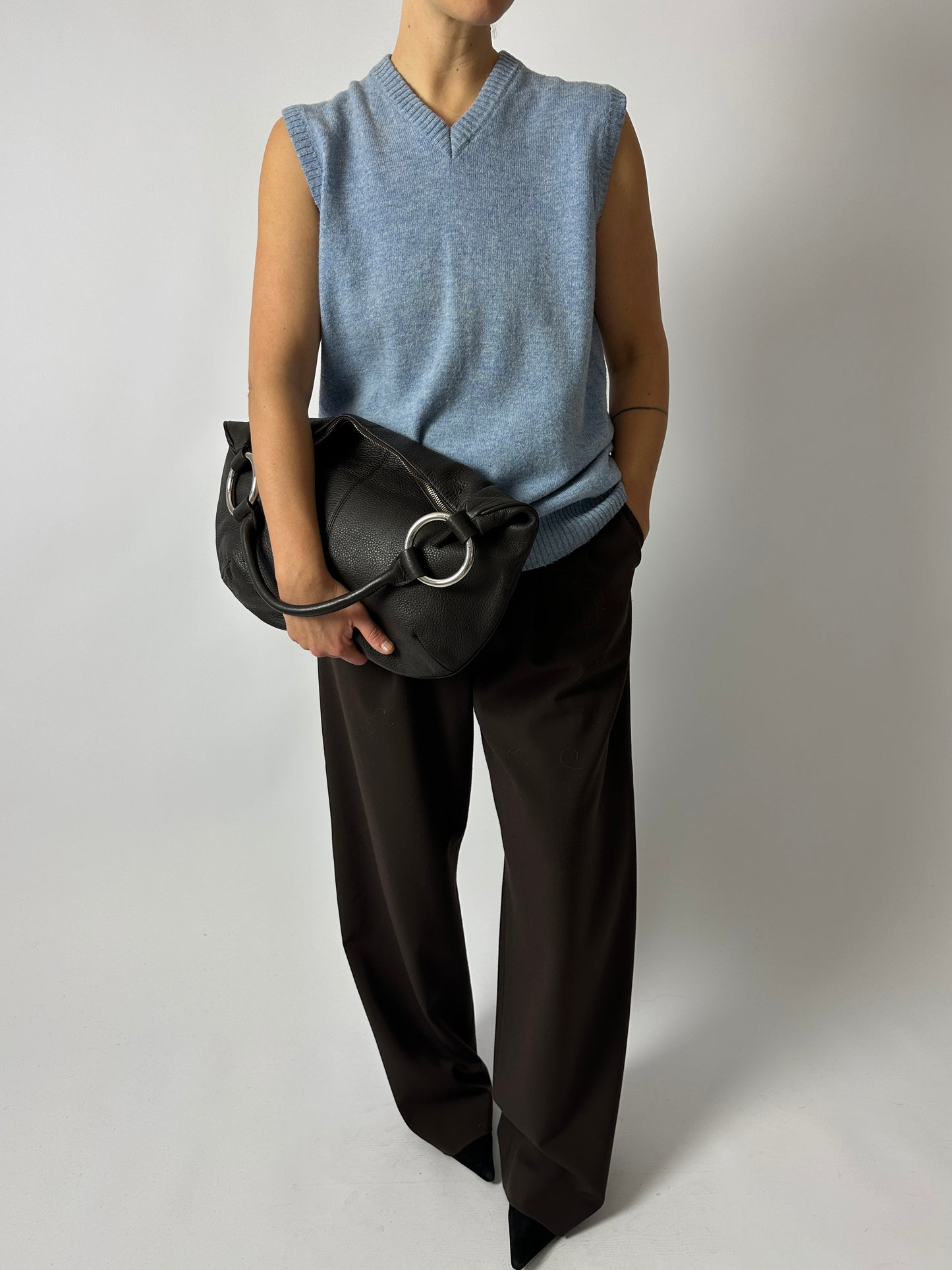 Wool v-neck vest | Light Blue