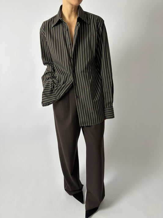 Relaxed striped shirt | Brown / Yellow