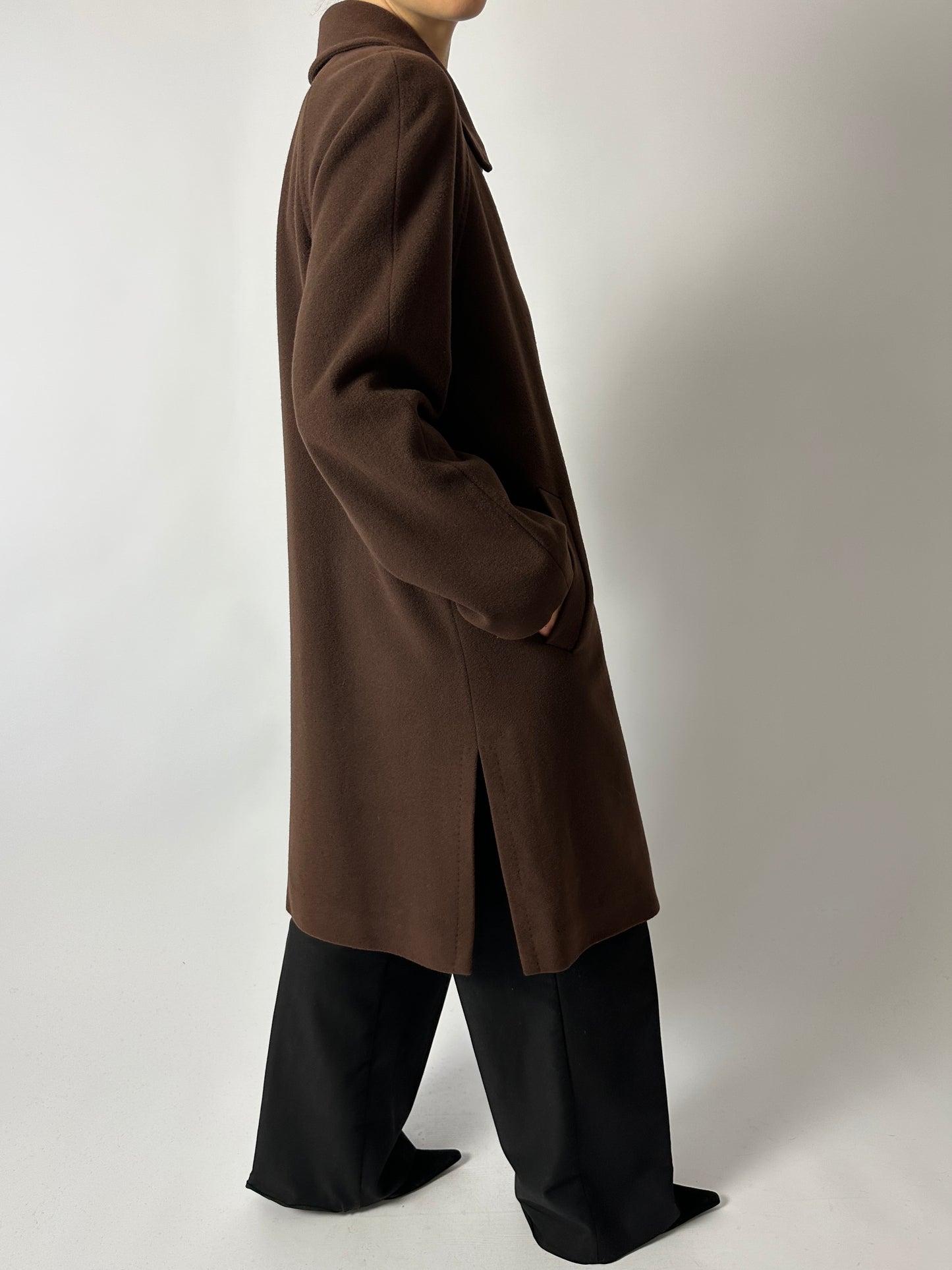 Long wool cashmere coat | Brown