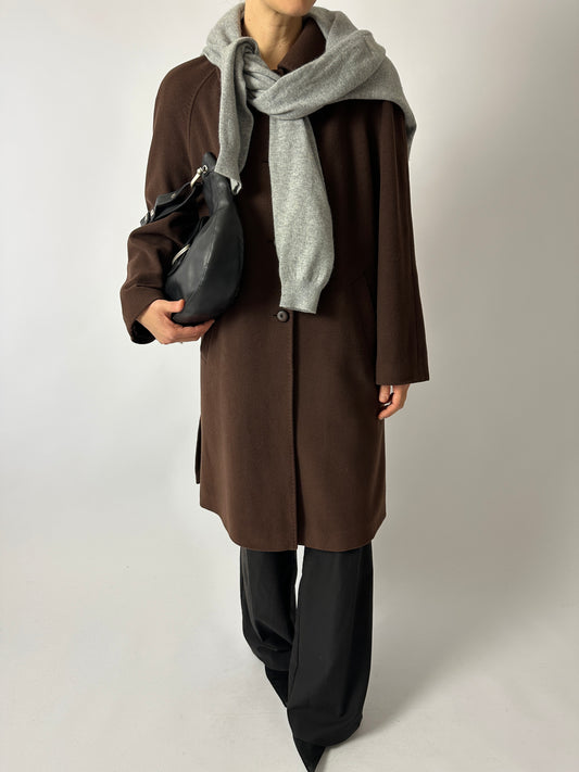 Long wool cashmere coat | Brown