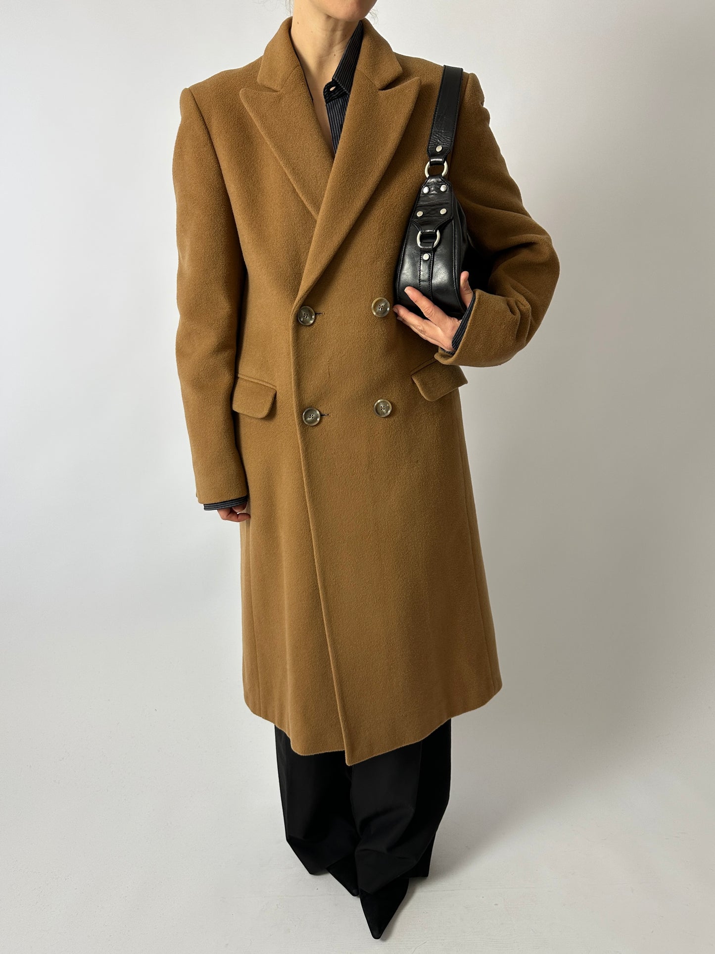 Long wool coat | Curry Brown