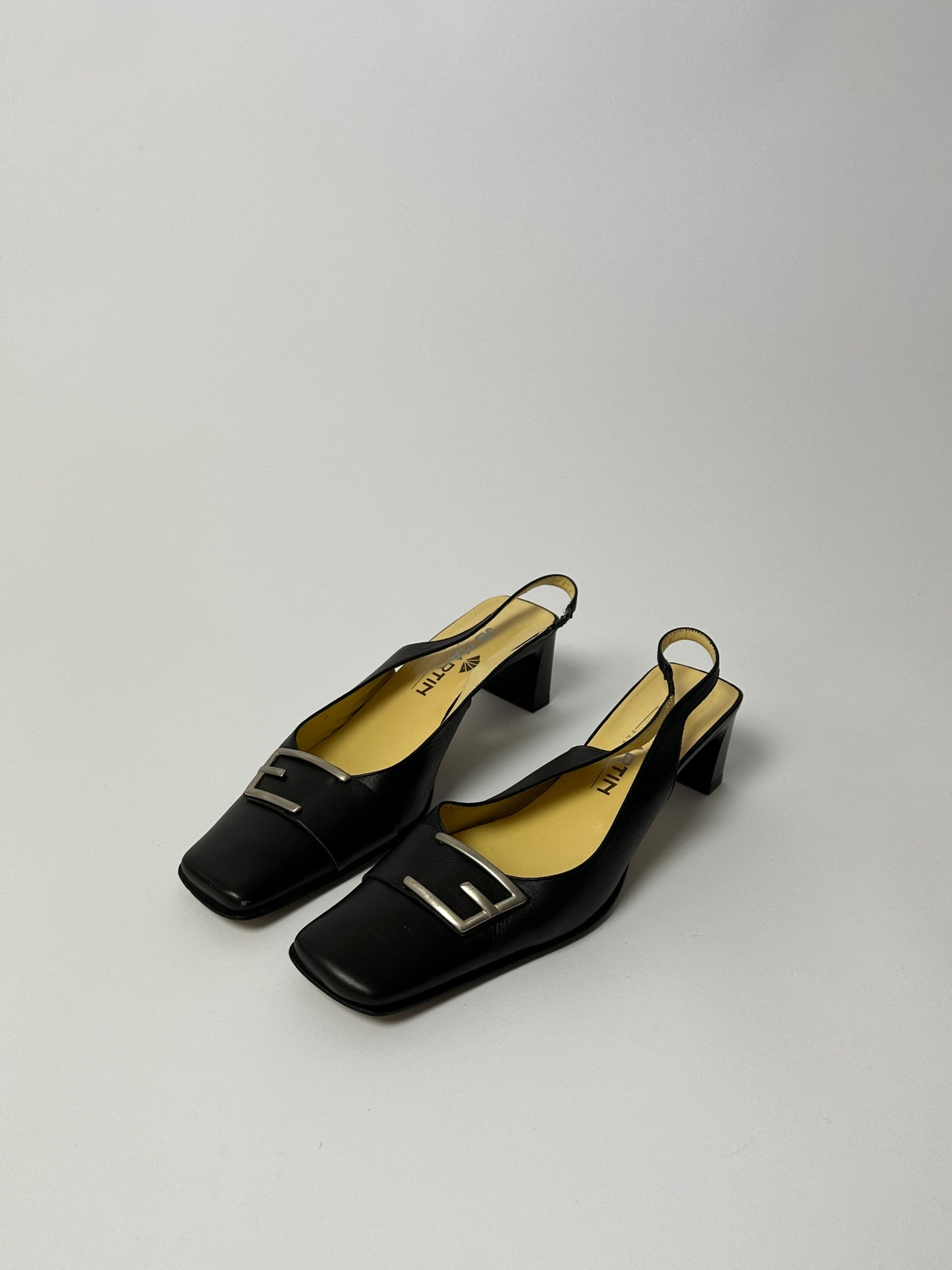 Leather slingback mules | Black