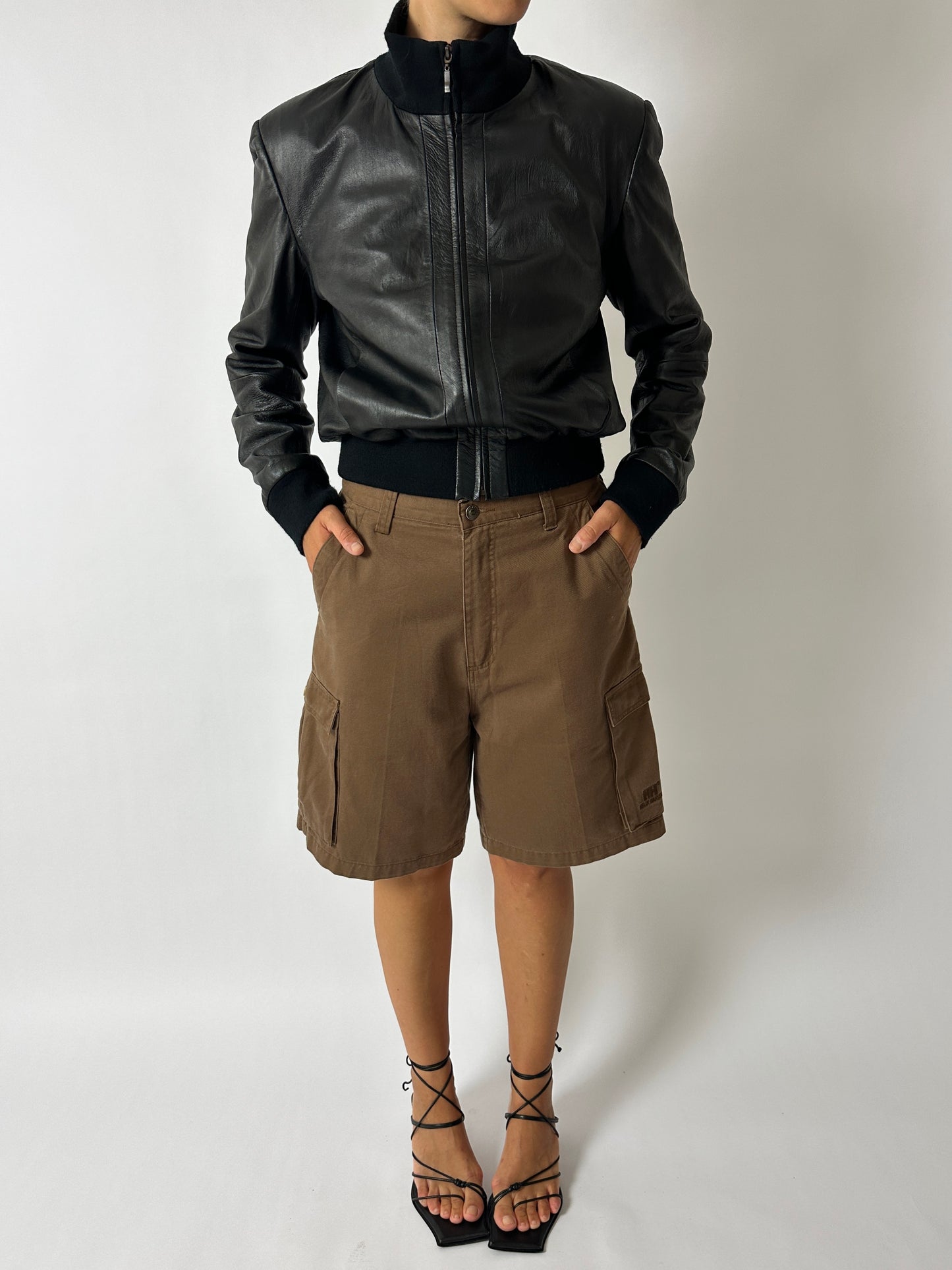 Leather bomber jacket | Black
