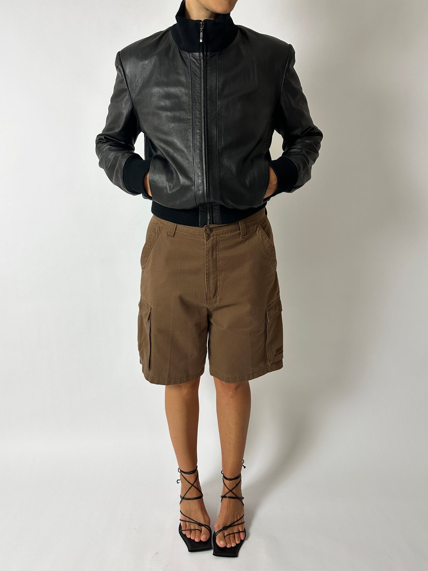 Leather bomber jacket | Black