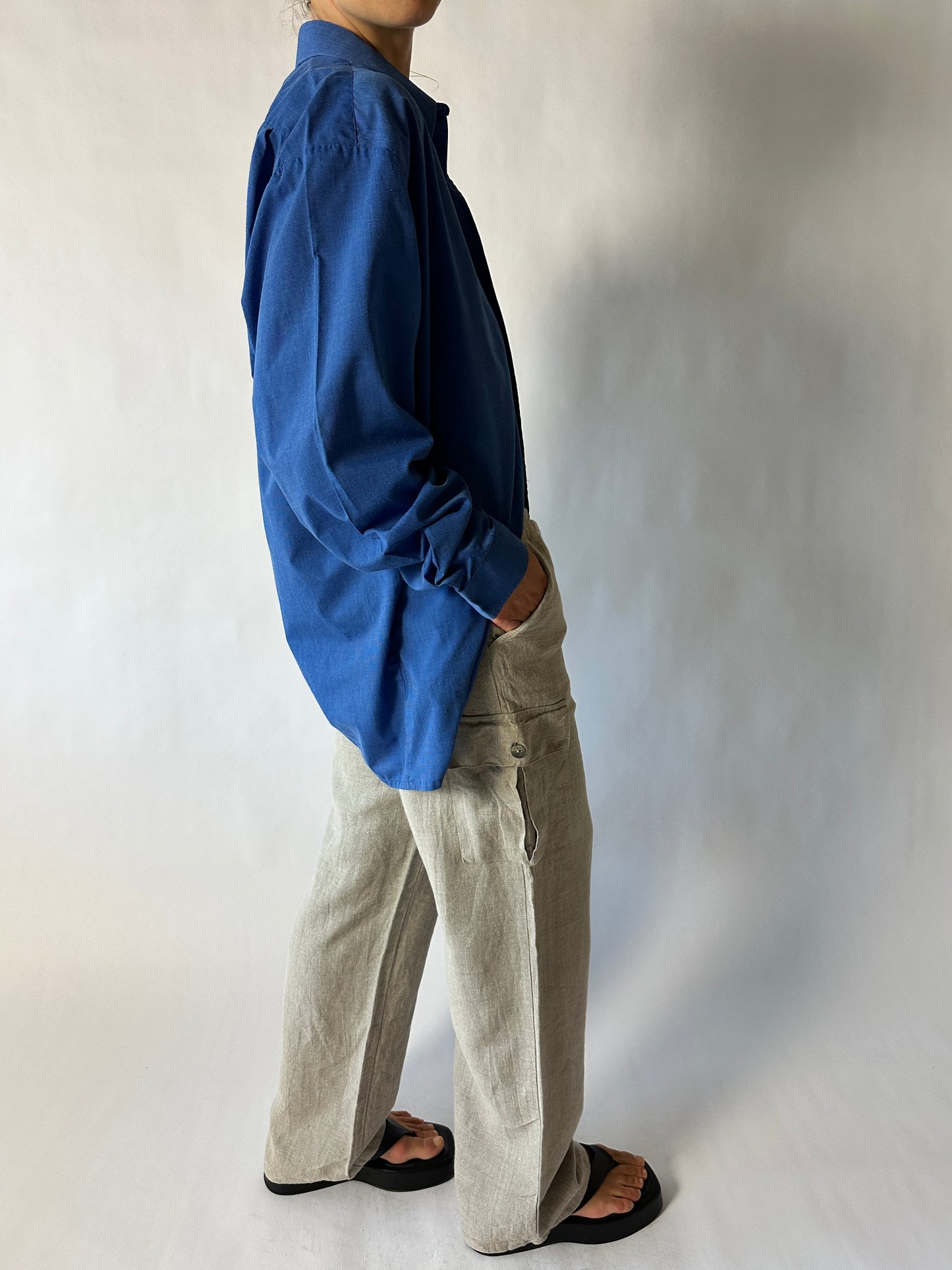 Linen wide leg trousers | Stone