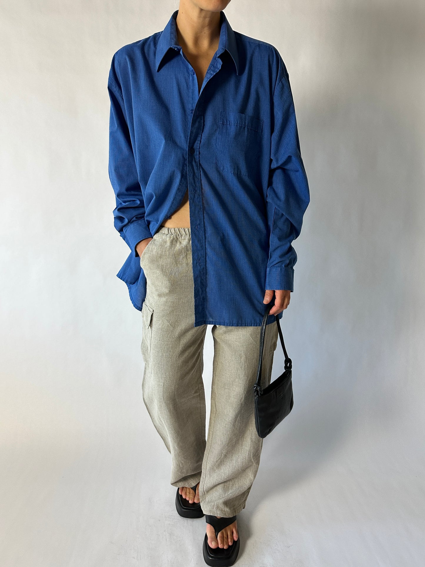 Linen wide leg trousers | Stone