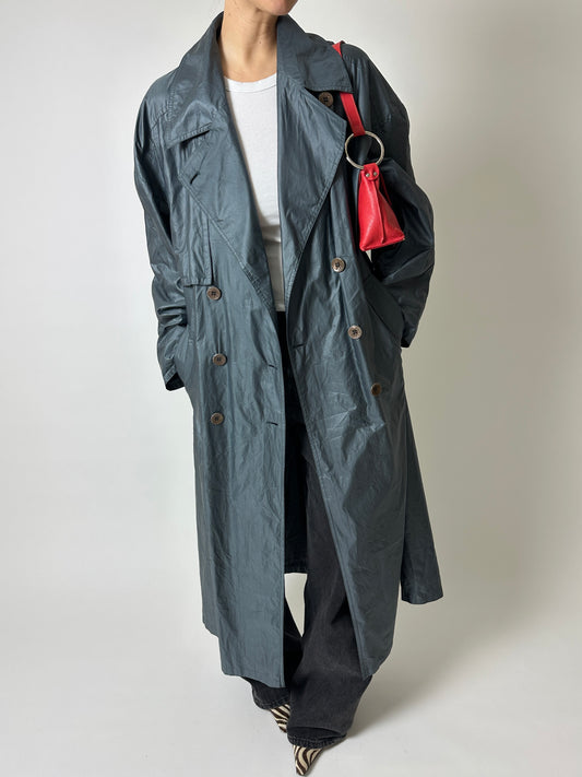 Oversized long trench coat | Sea Green