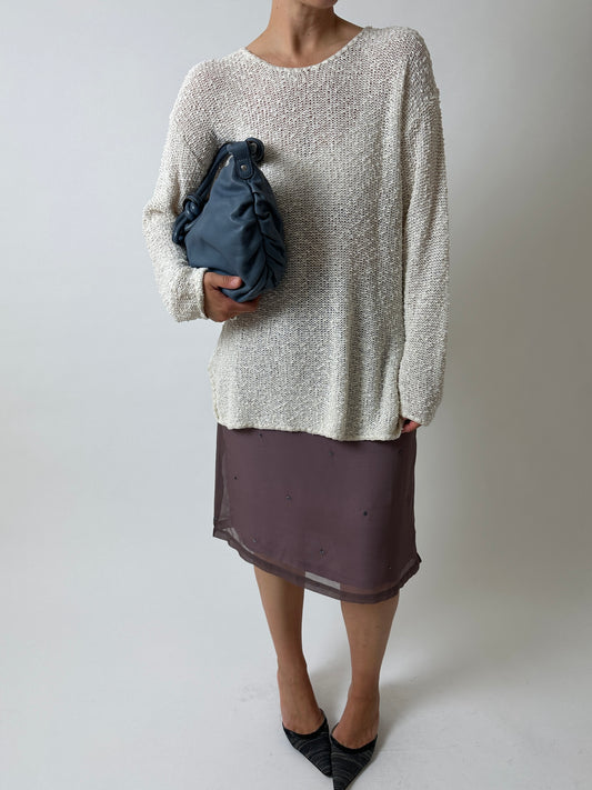 Leather shoulder bag | Steel blue