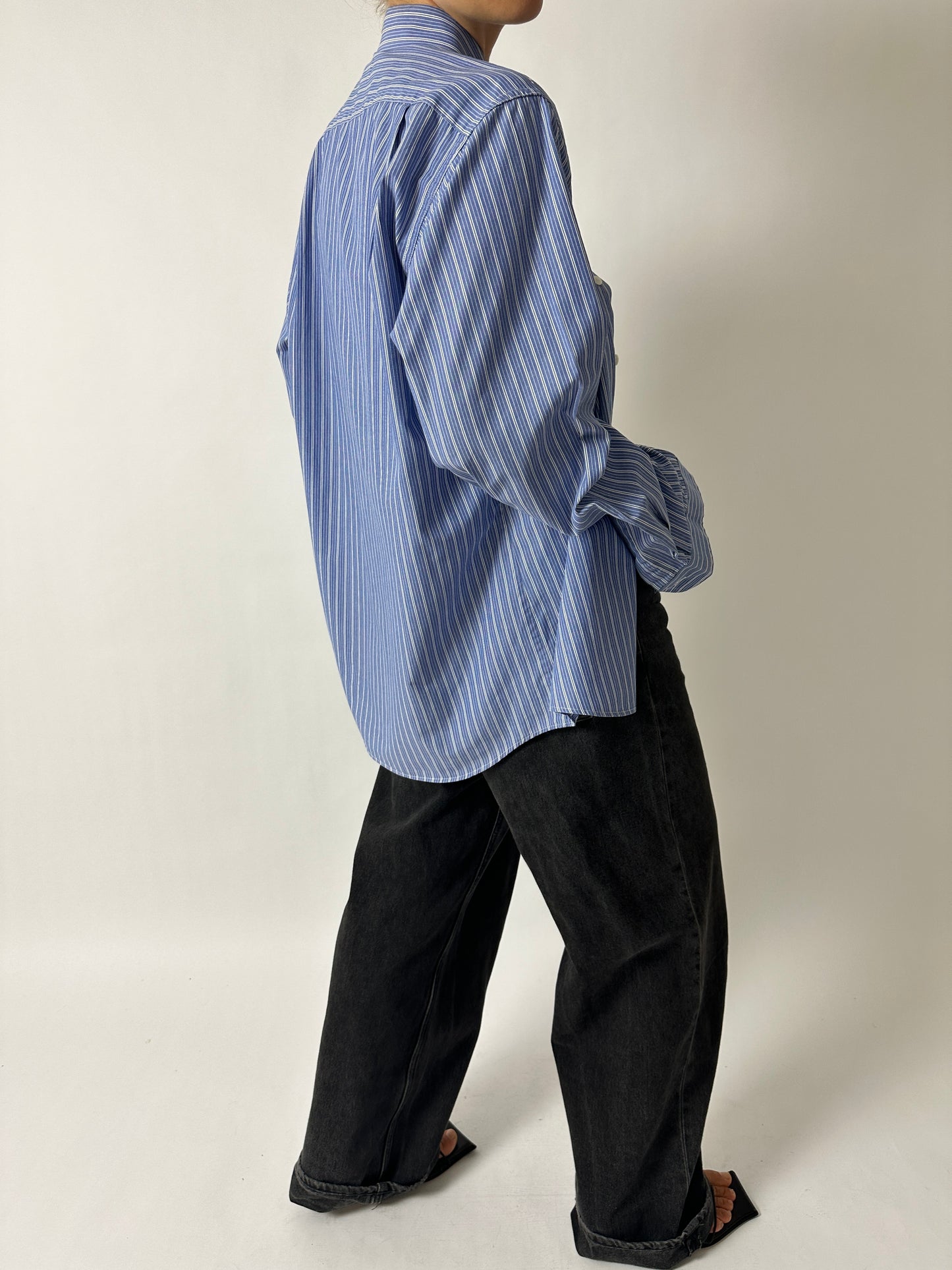 Oversized striped shirt | Blue / White