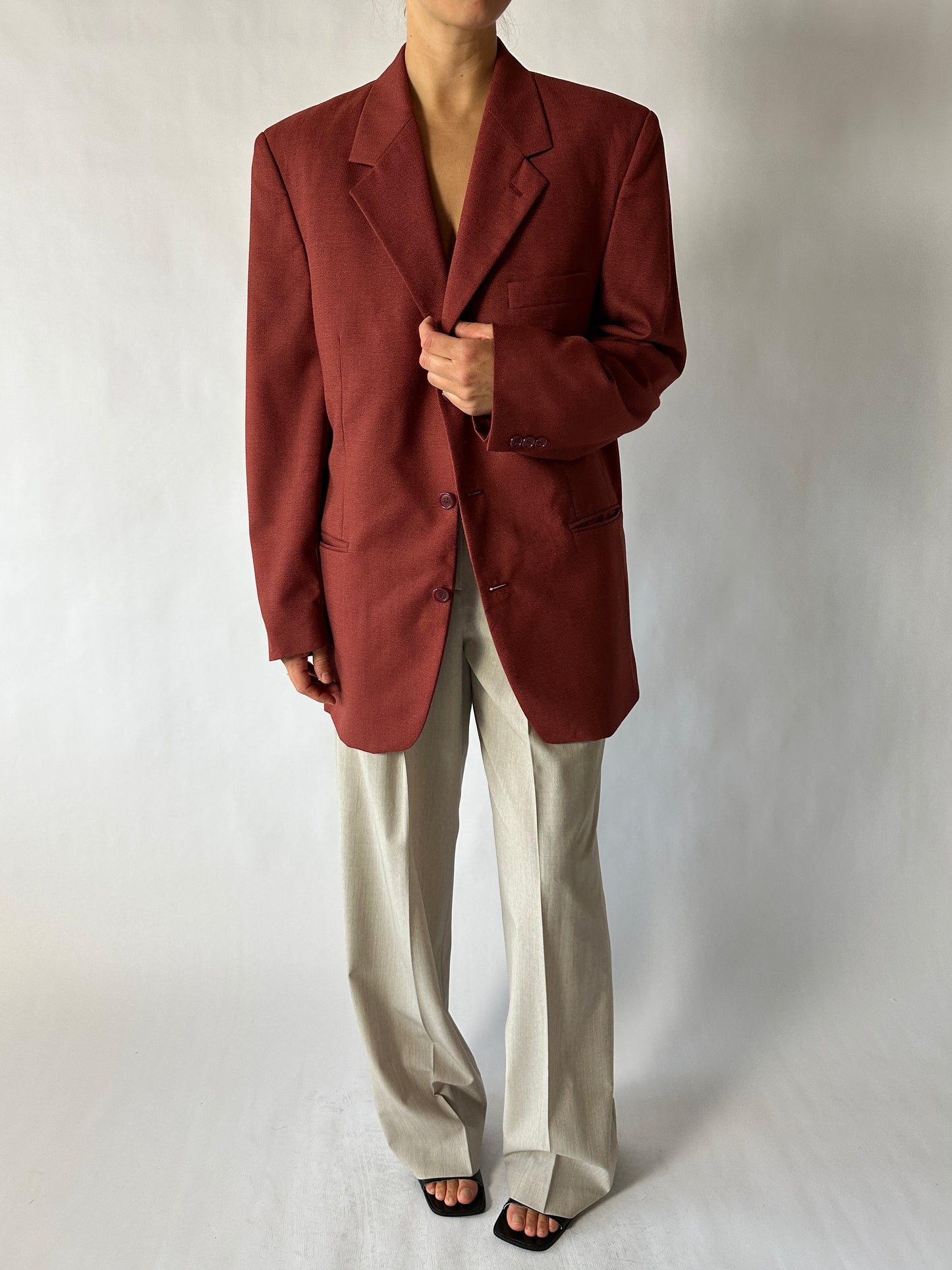 Oversized blazer woven | Dark red