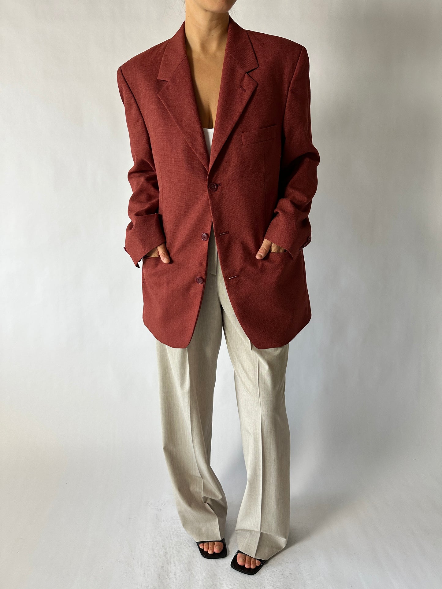 Oversized blazer woven | Dark red