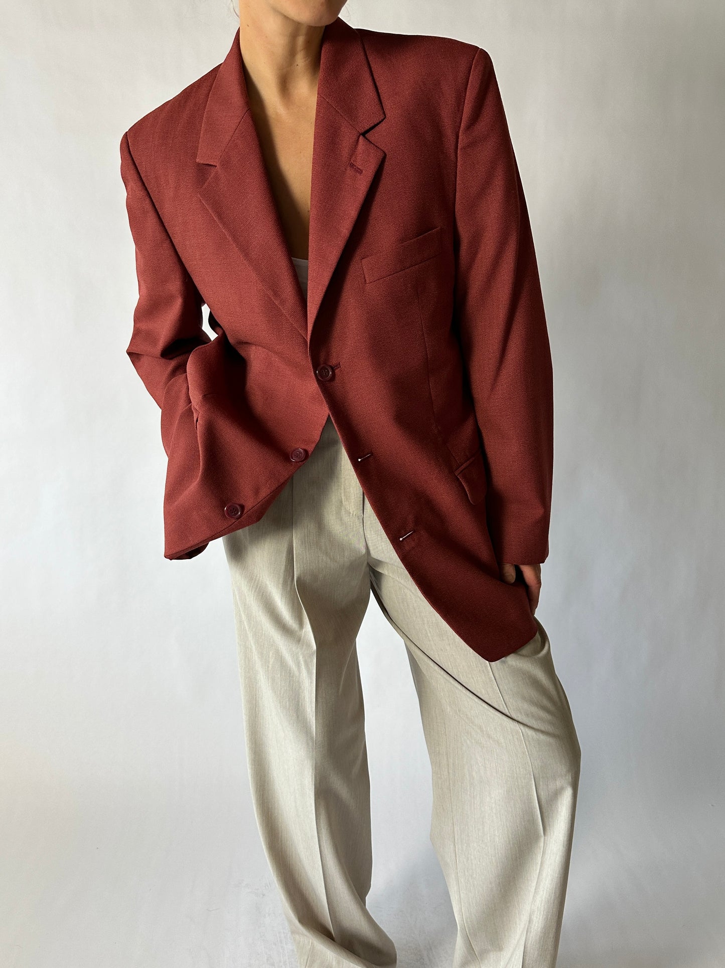 Oversized blazer woven | Dark red