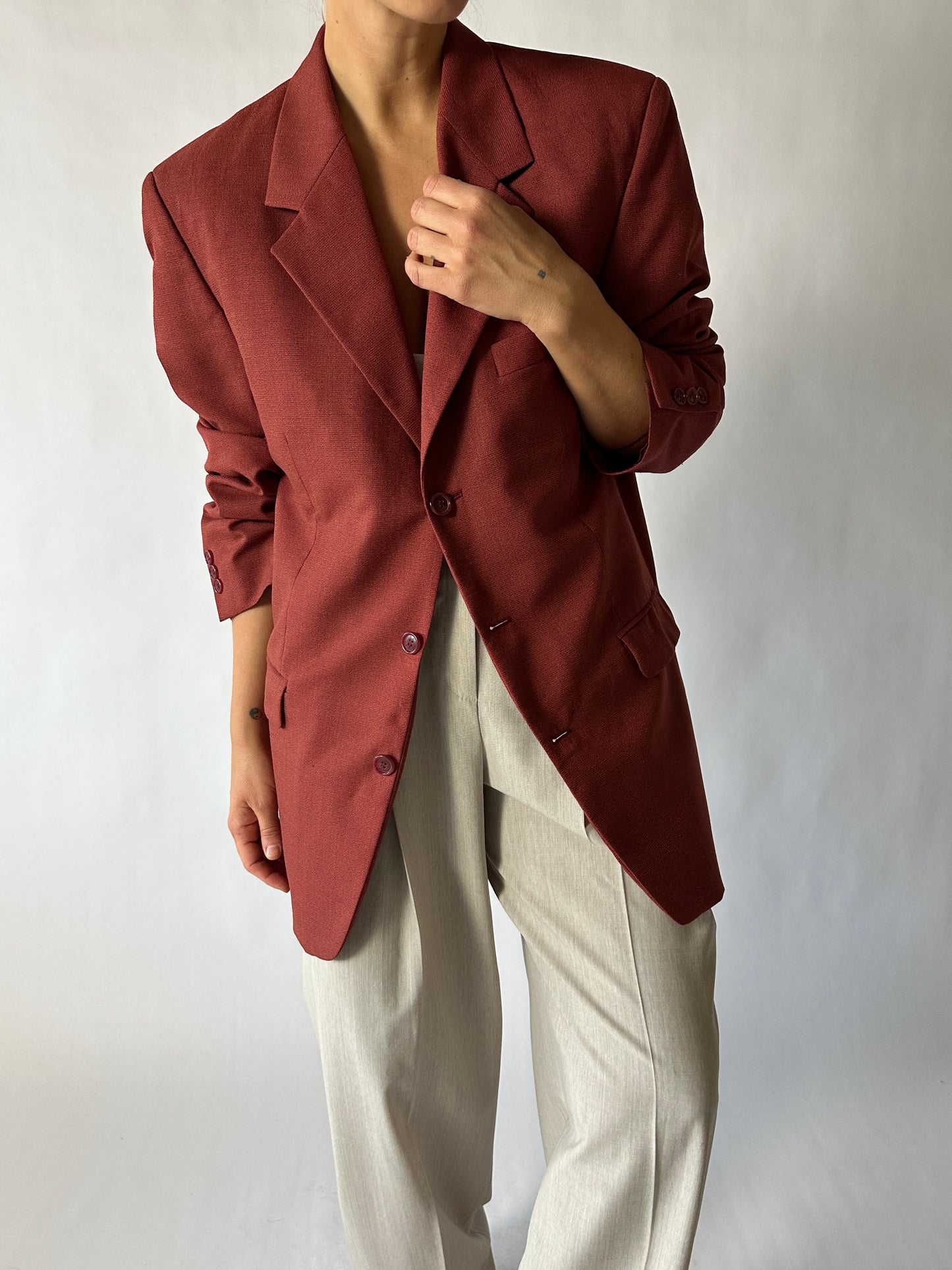 Oversized blazer woven | Dark red