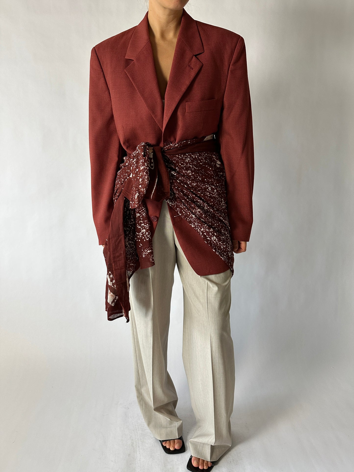 Pareo printed scarf | Rust