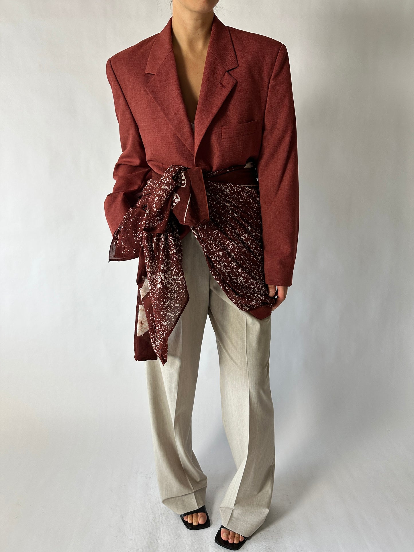 Pareo printed scarf | Rust