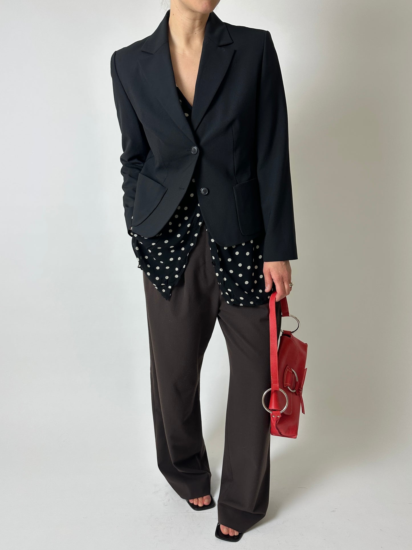 Fitted wool blend blazer | Black