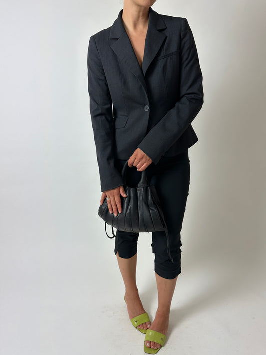 Fitted wool blend blazer | Anthracite