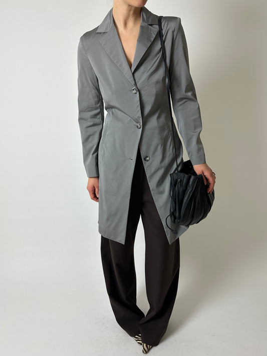 Slim long blazer | Silver grey